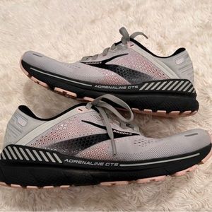 Brooks Adrenaline GTS 22 Women's Size 9 Running Shoes White Grey Black Sneakers